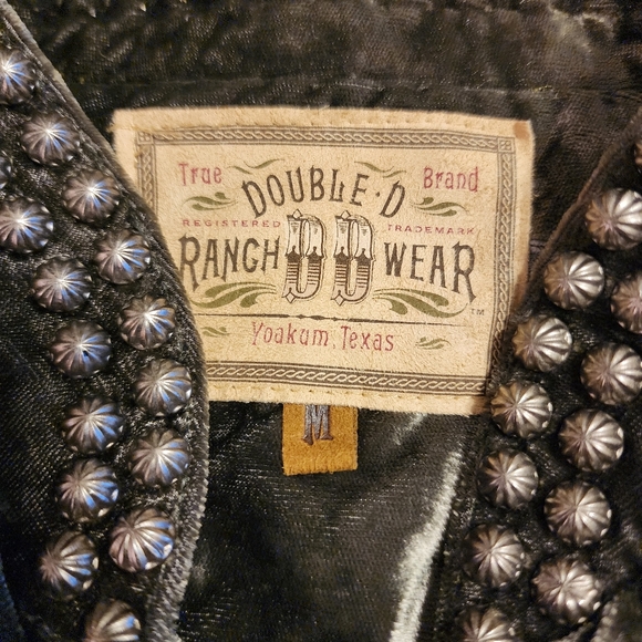 Double D Ranch Wear Studded Concho Green Crushed Velvet Vest | Size Medium - Picture 12 of 12